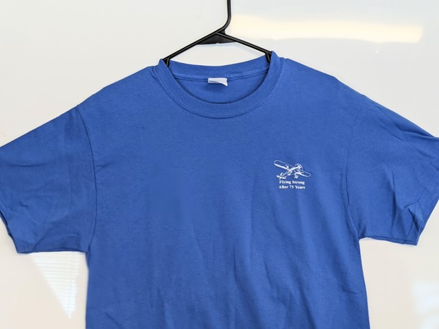 75th Anniversary T-Shirt, Blue | Cessna 120-140 Association