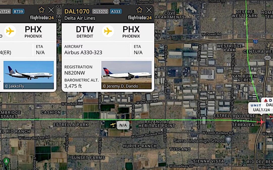 Delta, United Flights In Close Call At KPHX 